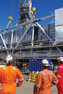 One of the bridges of Johan Sverdrup being fabricated at the Rosenberg WorleyParsons yard.