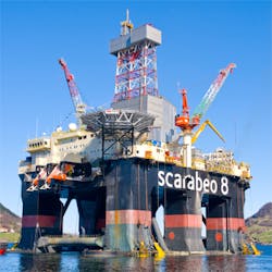 The semisubmersible drilling rig Scarabeo 8.