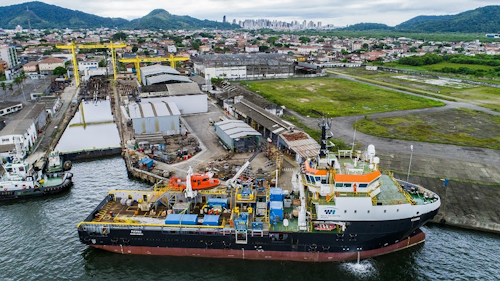 The Fulmar was converted from a platform supply vessel to a shallow dive support vessel in Brazil.