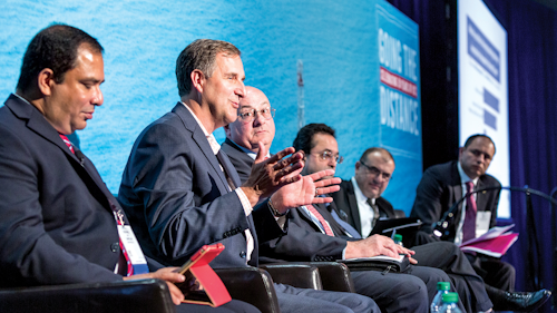 Jim Sledzik, managing director for Saudi Aramco Energy Ventures-U.S., participates in the panel discussion “Venture Capital Investment Driving Innovation in Offshore Deepwater,” during which he emphasized the strategic value and relevance to a company’s operations when investing.