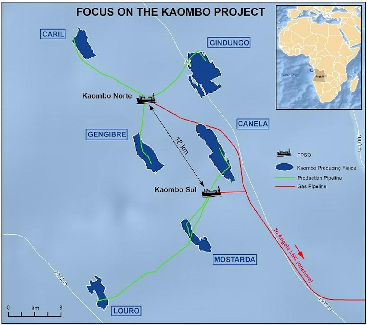 Deepwater Kaombo oil field in block 32 offshore Angola