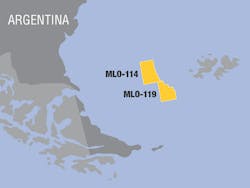 Exploration licenses MLO-114 and MLO-119 offshore southeast Argentina