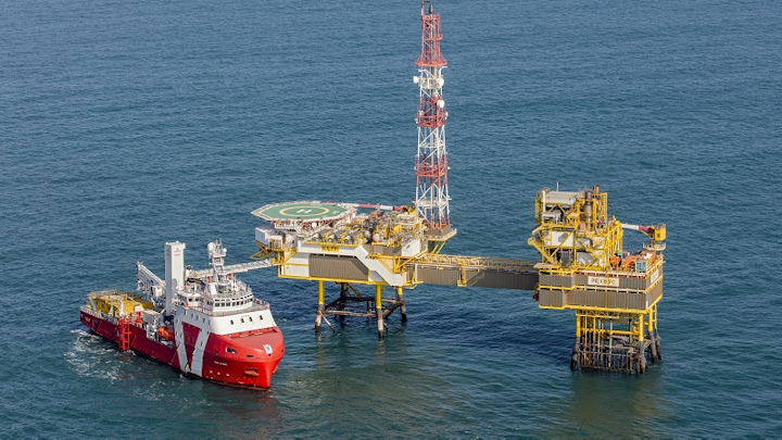 Vroon Offshore’s walk-to-work vessel VOS Start in the Dutch North Sea