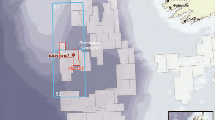 Iolar prospect in license FEL 3/18 in the South Porcupine basin offshore western Ireland.