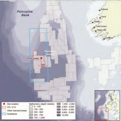 Iolar prospect in license FEL 3/18 in the South Porcupine basin offshore western Ireland. Iolar prospect in license FEL 3/18 in the South Porcupine basin offshore western Ireland.