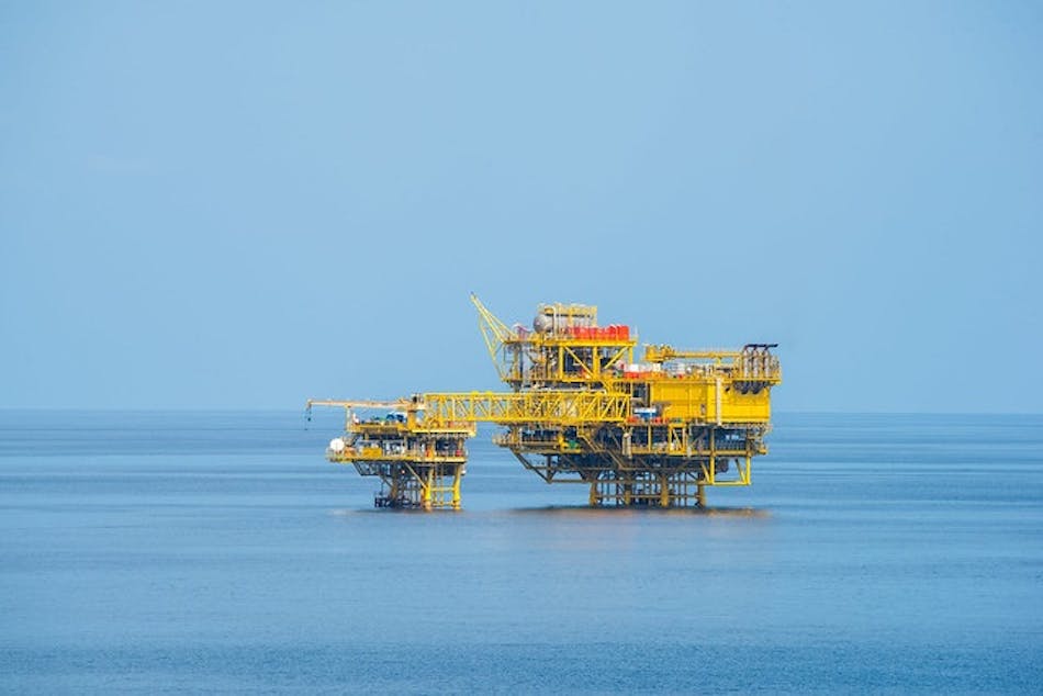Alpha and Beta platforms on the Bualuang field offshore Thailand.