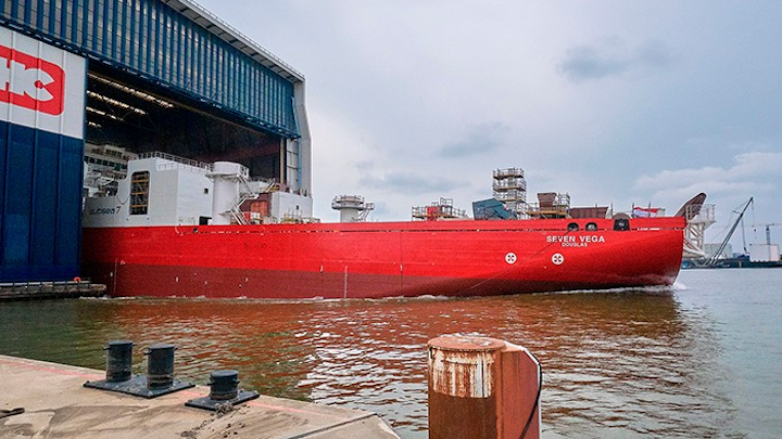 Subsea 7’s reel-lay vessel Seven Vega at Royal IHC’s shipyard in Krimpen aan den IJssel, the Netherlands.