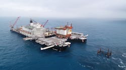 The 3,800-ton Valhall QP topsides is the lightest that the Pioneering Spirit has lifted to date. The 3,800-ton Valhall QP topsides is the lightest that the Pioneering Spirit has lifted to date.