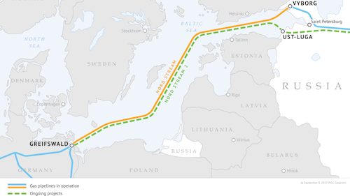 The Nord Stream 2 pipeline will have an annual capacity of 55 bcm from Russia to Germany.