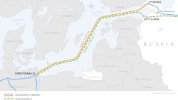 The Nord Stream 2 pipeline will have an annual capacity of 55 bcm from Russia to Germany.