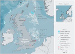 Equinor&apos;s oil and gas and wind operations offshore the UK.