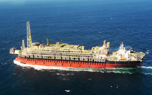 The FPSO Cidade de Angra dos Reis MV22 is moored in 2,149 m (7,051 ft) of water in the Lula field in the presalt Santos basin.