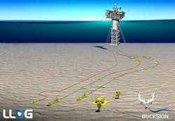 Buckskin subsea tieback layout. Buckskin subsea tieback layout.