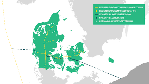 Map of the Baltic Pipe project.