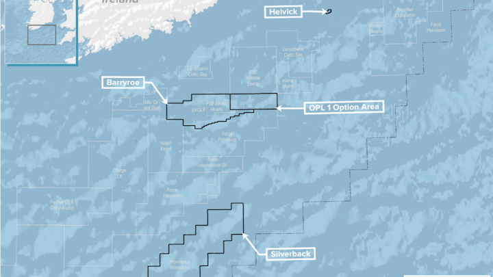 Barryroe is in standard exploration license 1/11 in the Celtic Sea off southern Ireland.