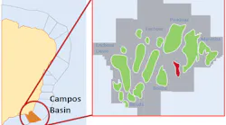 Map of the Enchova field in the Campos basin offshore Brazil.