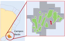 Map of the Enchova field in the Campos basin offshore Brazil.