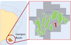 Map of the Enchova field in the Campos basin offshore Brazil. Map of the Enchova field in the Campos basin offshore Brazil.