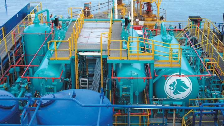 Offshore oil and gas processing plant