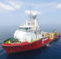 Targeted coring operations and shipboard geochemical analyses took place aboard the Fugro Equinox. Targeted coring operations and shipboard geochemical analyses took place aboard the Fugro Equinox.