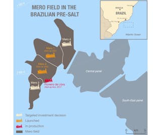 The Mero field development is in the ultra-deepwater Libra block in the presalt Santos basin offshore Brazil.