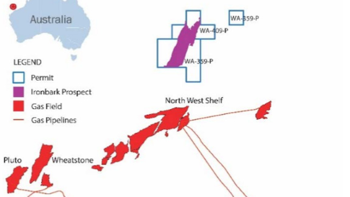 The Ironbark gas prospect is in the WA-359-P permit in the Carnarvon basin offshore Western Australia.