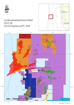 Exploration well 25/2-20 will be drilled in PL 442 in the North Sea. Exploration well 25/2-20 will be drilled in PL 442 in the North Sea.