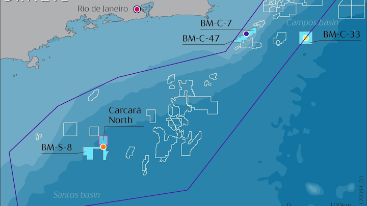 The BM-S-8 block in the Santos basin offshore Brazil.