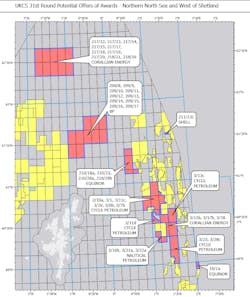 UKCS 31st round potential offers of awards - northern North Sea and west of Shetland