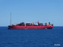 The FPSO Ngujima-Yin produces oil from the Vincent field offshore Western Australia.