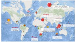 Map of global conventional discoveries in first half of 2019 (Discoveries larger than 100 MMboe) Map of global conventional discoveries in first half of 2019 (Discoveries larger than 100 MMboe)