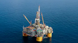 The Auger TLP is about 214 mi south of New Orleans in the deepwater Gulf of Mexico.