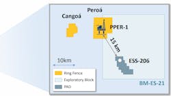 The Peroá and Cangoá fields are in the Espírito Santo basin offshore Brazil. The Peroá and Cangoá fields are in the Espírito Santo basin offshore Brazil.