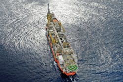 The FPSO Pioneiro de Libra is still producing oil under an extended test on the Mero field in the deepwater Libra block in the Santos basin. (Courtesy Teekay)