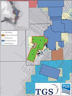 The Jeanne d’Arc High Density 3D multi-client survey will cover about 5,000 sq km offshore Newfoundland. (Courtesy TGS and PGS) The Jeanne d’Arc High Density 3D multi-client survey will cover about 5,000 sq km offshore Newfoundland. (Courtesy TGS and PGS)