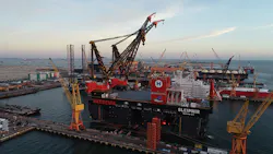 The semisubmersible crane vessel Sleipnir is named after the Norse God Odin’s eight-legged stallion.