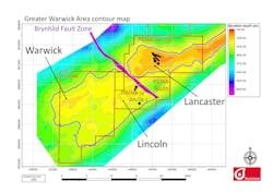 Greater Warwick Area contour map.