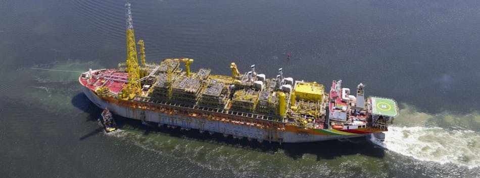 The FPSO Liza Destiny departs from Singapore where the conversion of the hull, as well as the construction and integration of the topsides, took place.