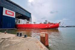 The newbuild reel-lay vessel Seven Vega is undergoing outfitting and testing ahead of scheduled delivery in early 2020.
