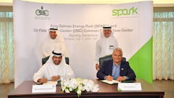 Signing ceremony of Oilfields Supply Center becoming an anchor tenant at the King Salman Energy Park (SPARK).