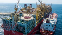 The Valencia Knutsen tanker will deliver the LNG cargo from the Prelude FLNG to clients in Asia. The Valencia Knutsen tanker will deliver the LNG cargo from the Prelude FLNG to clients in Asia.