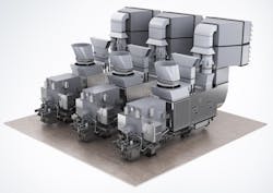 Three SGT-A35 gas turbine power generation packages, like those that will power Eni Mexico&apos;s FPSO vessel.
