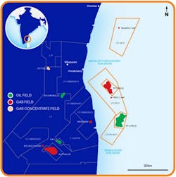 Map of CY-OS/2 in the Cauvery basin offshore southeast India. Map of CY-OS/2 in the Cauvery basin offshore southeast India.