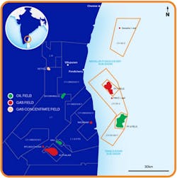 Map of CY-OS/2 in the Cauvery basin offshore southeast India.