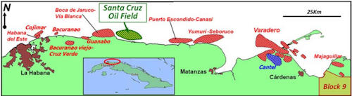 The Santa Cruz oil field is part of Cuba's northern fold belt.
