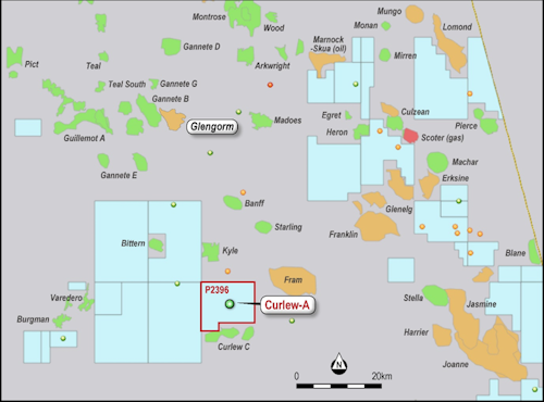 Curlew-A is in block 29/7b (license P2396) in the UK central North Sea.