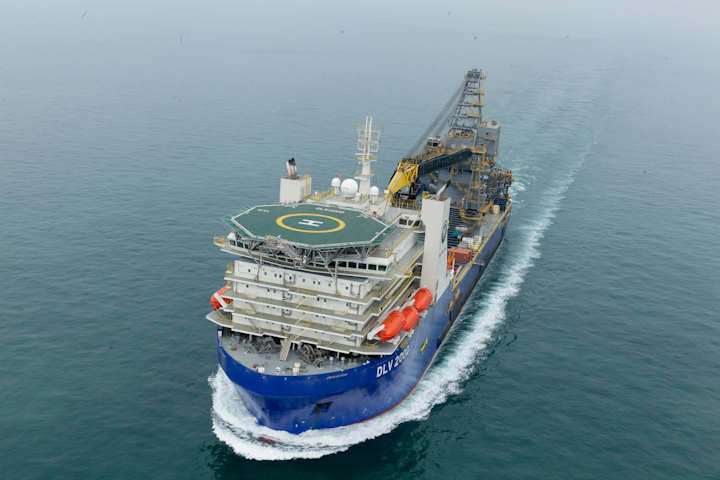 The DLV 2000 recently completed its first piggy-back pipelay at Reliance’s deepwater KG-D6 project offshore eastern India.