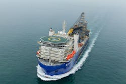 The DLV 2000 recently completed its first piggy-back pipelay at Reliance’s deepwater KG-D6 project offshore eastern India. The DLV 2000 recently completed its first piggy-back pipelay at Reliance’s deepwater KG-D6 project offshore eastern India.