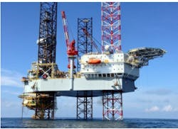 The jackup ENSCO 115 will drill three new development wells on the Manora oil field in the Gulf of Thailand. The jackup ENSCO 115 will drill three new development wells on the Manora oil field in the Gulf of Thailand.