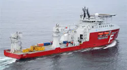 The construction support vessel Far Sentinel operates offshore Mexico.